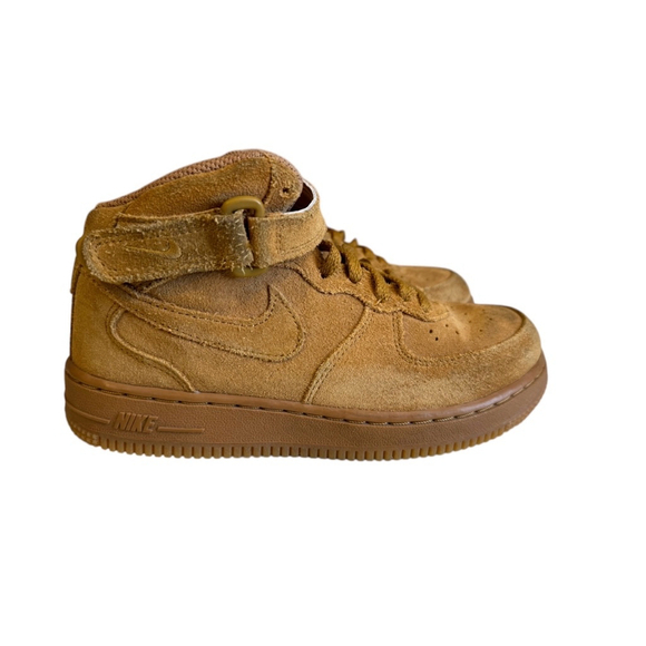 Nike Kids Force 1 Mid Wheat Suede Gum Soles [859337-701] Size 2Y​​​​ - Picture 4 of 8
